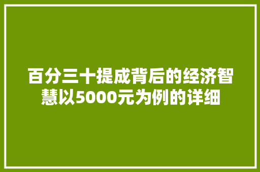 百分三十提成背后的经济智慧以5000元为例的详细