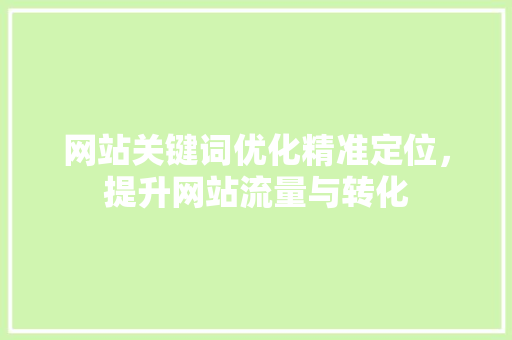 网站关键词优化精准定位，提升网站流量与转化