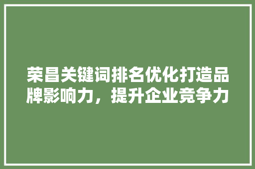 荣昌关键词排名优化打造品牌影响力，提升企业竞争力