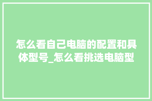 怎么看自己电脑的配置和具体型号_怎么看挑选电脑型号配置参数