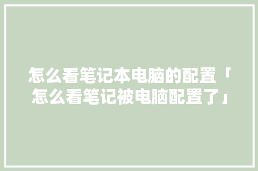 怎么看笔记本电脑的配置「怎么看笔记被电脑配置了」 怎么看笔记本电脑的配置「怎么看笔记被电脑配置了」 操作系统