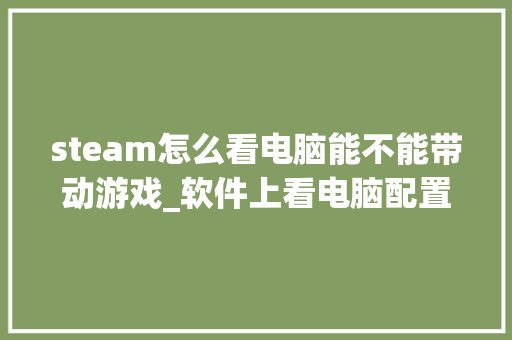 steam怎么看电脑能不能带动游戏_软件上看电脑配置怎么看的