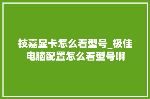 技嘉显卡怎么看型号_极佳电脑配置怎么看型号啊