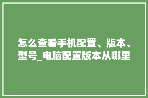 怎么查看手机配置、版本、型号_电脑配置版本从哪里看