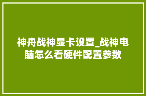 神舟战神显卡设置_战神电脑怎么看硬件配置参数