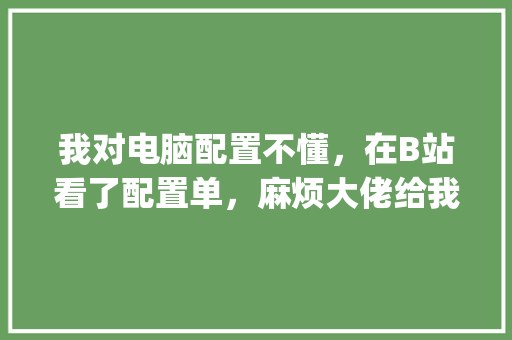 我对电脑配置不懂，在B站看了配置单，麻烦大佬给我看看怎么样_电脑配置值不值钱怎么看出来