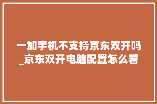 一加手机不支持京东双开吗_京东双开电脑配置怎么看的