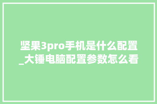 坚果3pro手机是什么配置_大锤电脑配置参数怎么看的 坚果3pro手机是什么配置_大锤电脑配置参数怎么看的