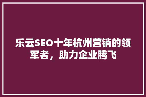 乐云SEO十年杭州营销的领军者，助力企业腾飞