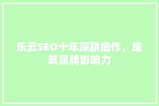 乐云SEO十年深耕细作，成就品牌影响力