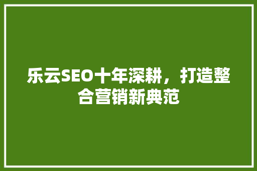 乐云SEO十年深耕，打造整合营销新典范