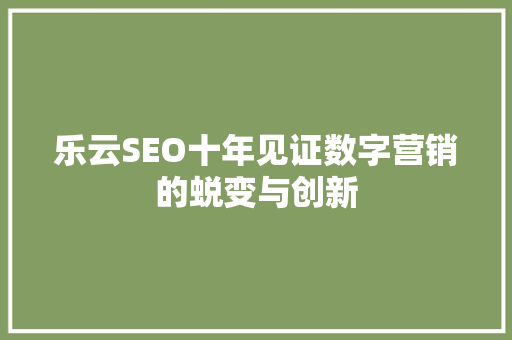 乐云SEO十年见证数字营销的蜕变与创新