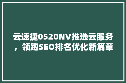 云速捷0520NV推选云服务，领跑SEO排名优化新篇章