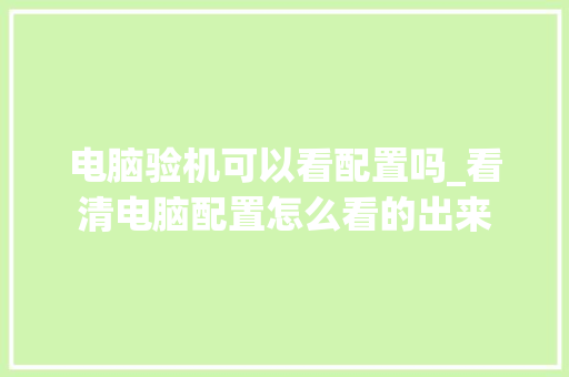 电脑验机可以看配置吗_看清电脑配置怎么看的出来