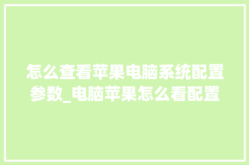 怎么查看苹果电脑系统配置参数_电脑苹果怎么看配置参数表