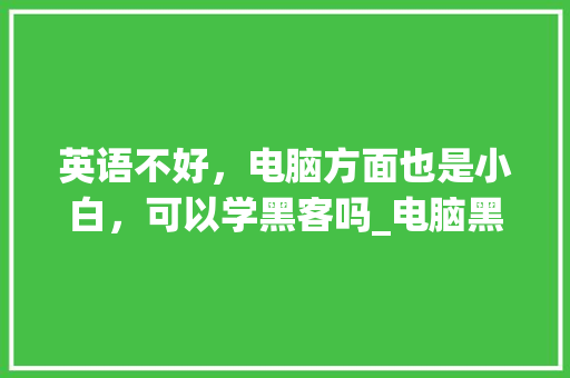 英语不好，电脑方面也是小白，可以学黑客吗_电脑黑客技术新手入门