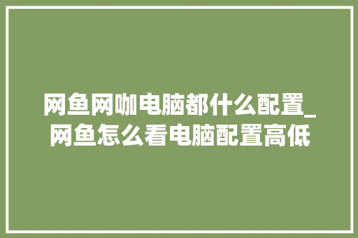 网鱼网咖电脑都什么配置_网鱼怎么看电脑配置高低 网鱼网咖电脑都什么配置_网鱼怎么看电脑配置高低