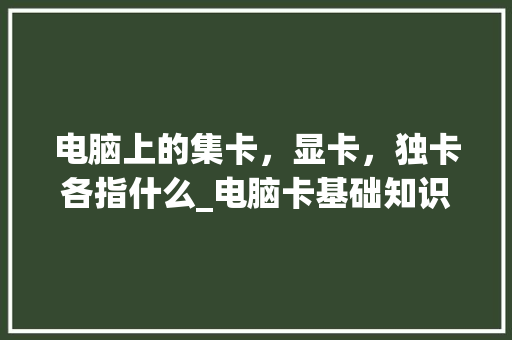 电脑上的集卡,显卡,独卡各指什么_电脑卡基础知识怎么学 网络技术 电脑上的集卡,显卡,独卡各指什么_电脑卡基础知识怎么学 网络技术