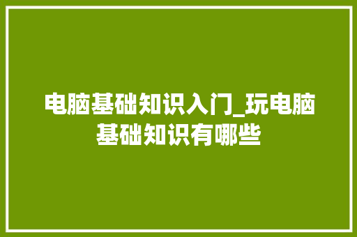 电脑基础知识入门_玩电脑基础知识有哪些