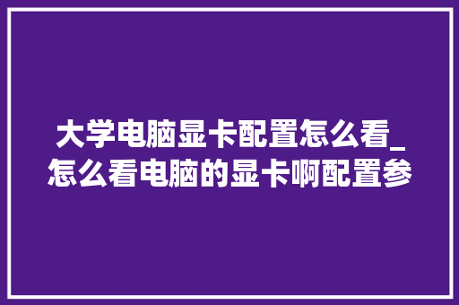 大学电脑显卡配置怎么看_怎么看电脑的显卡啊配置参数 大学电脑显卡配置怎么看_怎么看电脑的显卡啊配置参数
