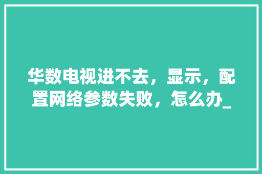 华数电视进不去，显示，配置网络参数失败，怎么办_电脑怎么看网络配置参数表