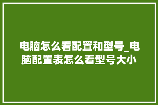 电脑怎么看配置和型号_电脑配置表怎么看型号大小