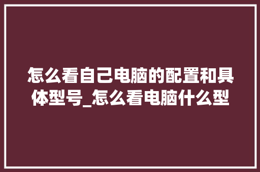 怎么看自己电脑的配置和具体型号_怎么看电脑什么型号配置好 编程语言