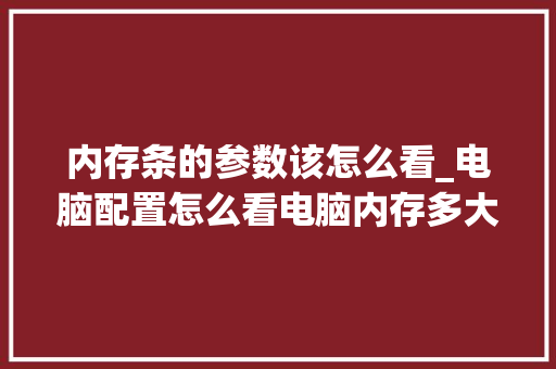 内存条的参数该怎么看_电脑配置怎么看电脑内存多大