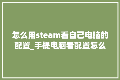 怎么用steam看自己电脑的配置_手提电脑看配置怎么看型号
