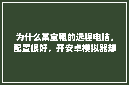 为什么某宝租的远程电脑，配置很好，开安卓模拟器却不能开太多_租电脑怎么看电脑配置啊多少钱