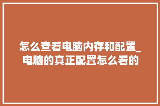 怎么查看电脑内存和配置_电脑的真正配置怎么看的