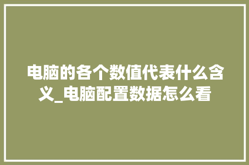 电脑的各个数值代表什么含义_电脑配置数据怎么看
