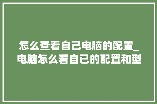 怎么查看自己电脑的配置_电脑怎么看自已的配置和型号
