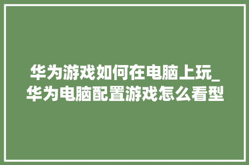华为游戏如何在电脑上玩_华为电脑配置游戏怎么看型号