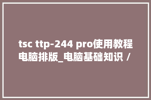 tsc ttp-244 pro使用教程电脑排版_电脑基础知识 / 电脑初学者入门 电脑故障维修