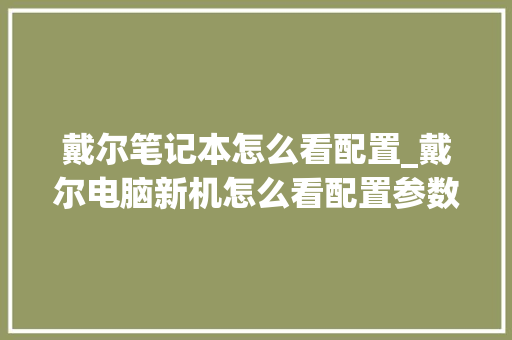 戴尔笔记本怎么看配置_戴尔电脑新机怎么看配置参数 戴尔笔记本怎么看配置_戴尔电脑新机怎么看配置参数