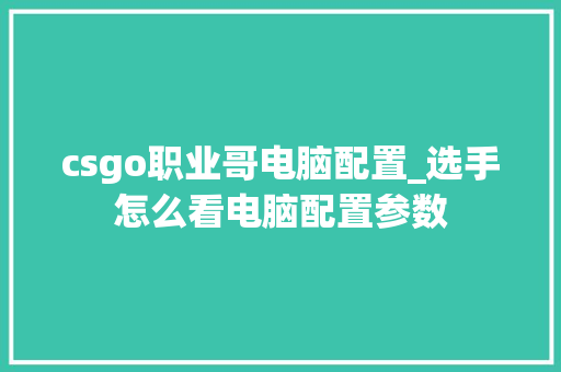 csgo职业哥电脑配置_选手怎么看电脑配置参数