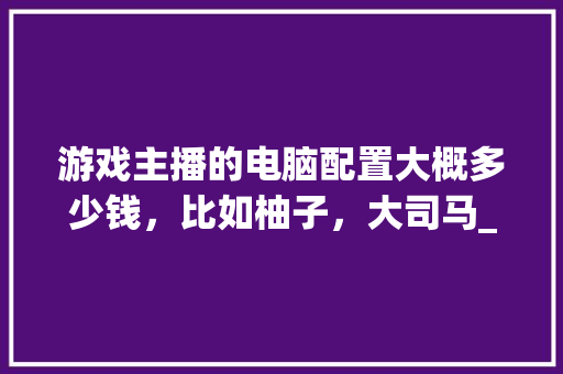 游戏主播的电脑配置大概多少钱,比如柚子,大司马_大司马怎么看电脑配置 游戏主播的电脑配置大概多少钱,比如柚子,大司马_大司马怎么看电脑配置