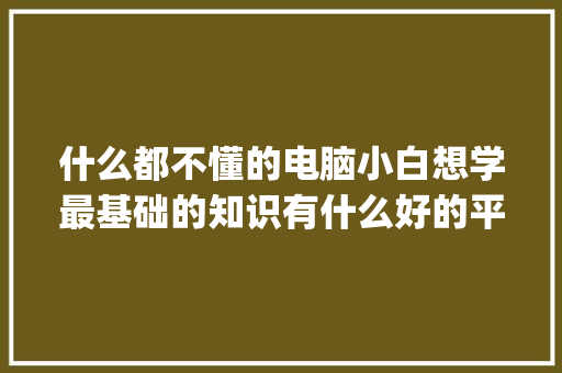 什么都不懂的电脑小白想学最基础的知识有什么好的平台或者网站推荐（最好是有视频教学）_了解电脑基础知识视频教程