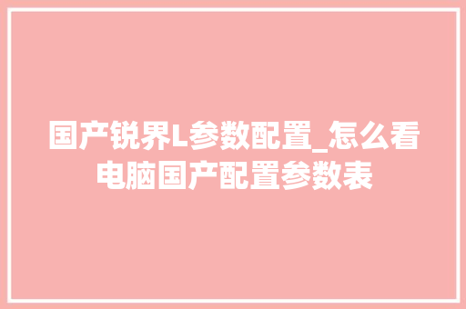 国产锐界L参数配置_怎么看电脑国产配置参数表
