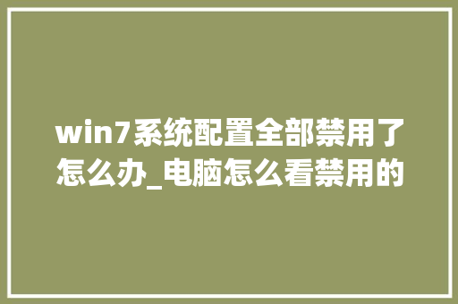 win7系统配置全部禁用了怎么办_电脑怎么看禁用的配置信息