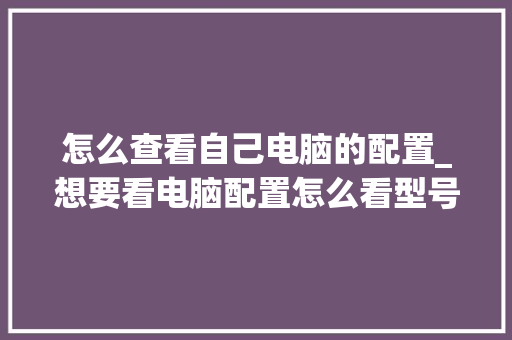怎么查看自己电脑的配置_想要看电脑配置怎么看型号