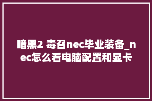 暗黑2 毒召nec毕业装备_nec怎么看电脑配置和显卡