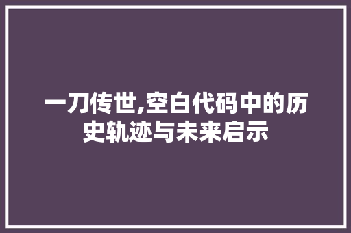 一刀传世,空白代码中的历史轨迹与未来启示 一刀传世,空白代码中的历史轨迹与未来启示 操作系统