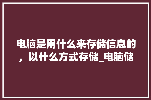 电脑是用什么来存储信息的，以什么方式存储_电脑储存基础知识有哪些