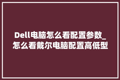 Dell电脑怎么看配置参数_怎么看戴尔电脑配置高低型号