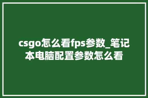csgo怎么看fps参数_笔记本电脑配置参数怎么看