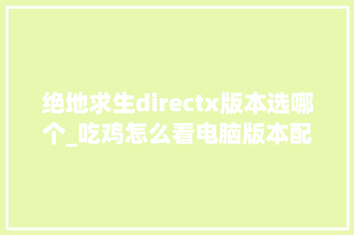 绝地求生directx版本选哪个_吃鸡怎么看电脑版本配置参数