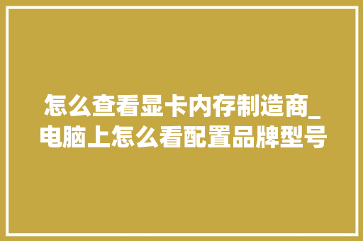 怎么查看显卡内存制造商_电脑上怎么看配置品牌型号