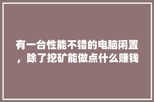 有一台性能不错的电脑闲置，除了挖矿能做点什么赚钱_电脑配置怎么看在电脑上
